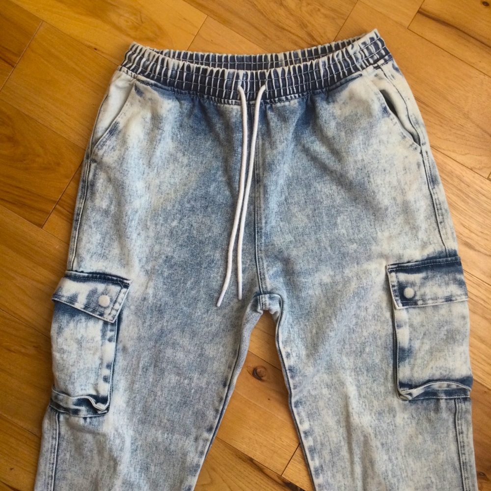 Acid Wash Denim Joggers